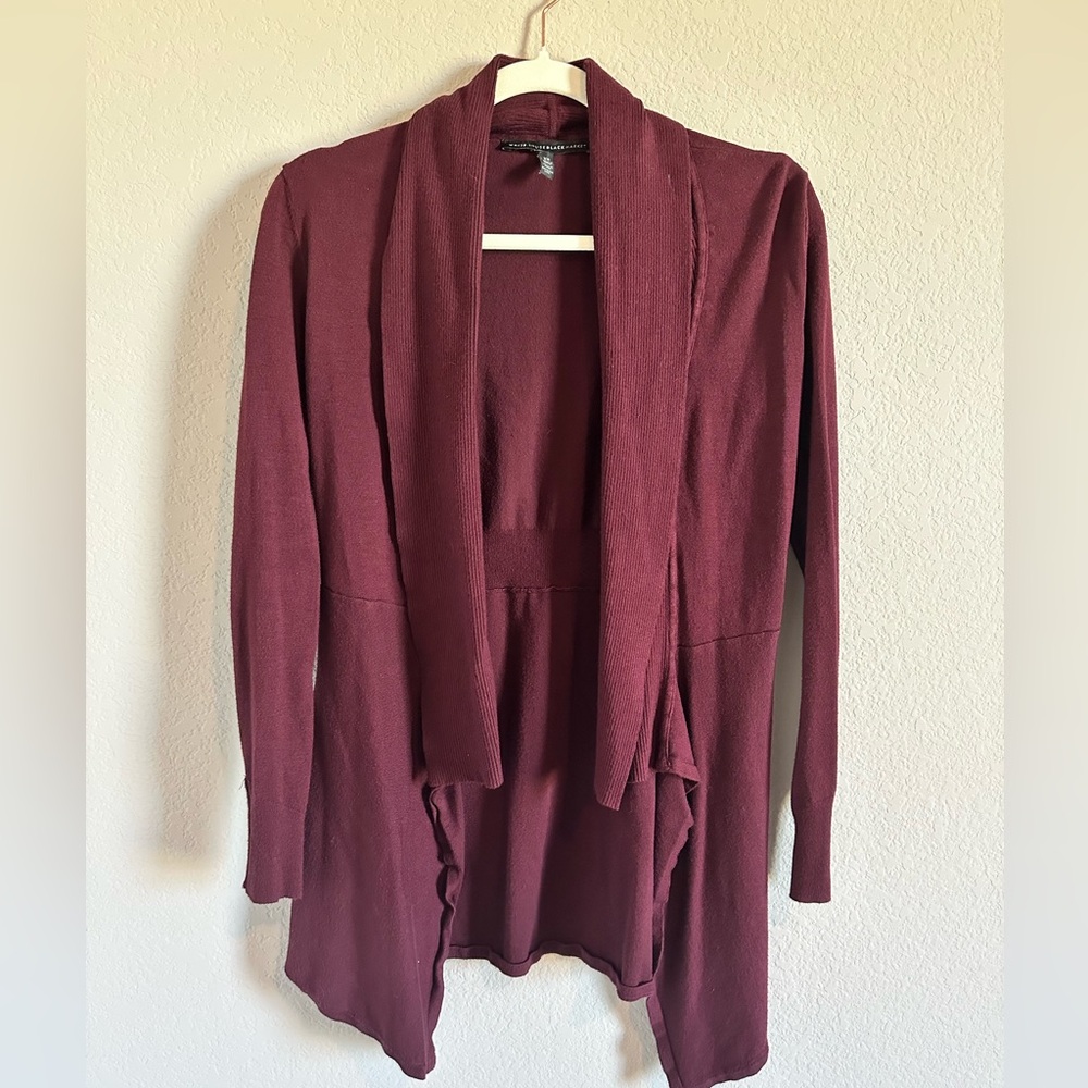 White House Black Market Maroon Open Cardigan